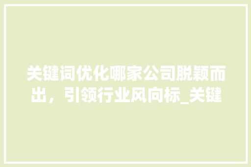关键词优化哪家公司脱颖而出，引领行业风向标_关键词优化的公司哪家好