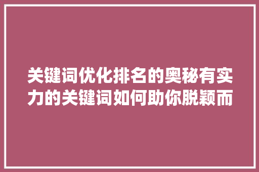 关键词优化排名的奥秘有实力的关键词如何助你脱颖而出_有实力的关键词优化排名