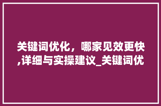 关键词优化，哪家见效更快,详细与实操建议_关键词优化哪家见效快些