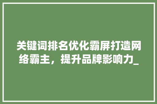 关键词排名优化霸屏打造网络霸主，提升品牌影响力_关键词排名优化霸屏