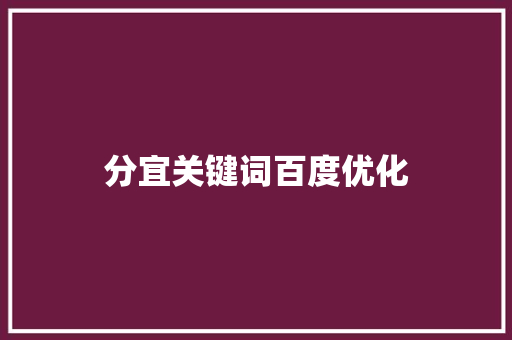 分宜关键词百度优化