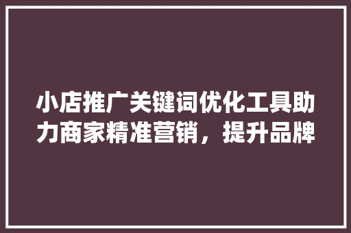小店推广关键词优化工具助力商家精准营销，提升品牌影响力_小店推广关键词优化工具