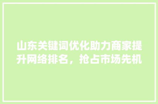 山东关键词优化助力商家提升网络排名，抢占市场先机_山东关键词优化商家排名