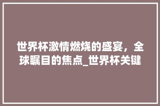 世界杯激情燃烧的盛宴，全球瞩目的焦点_世界杯关键词优化