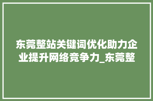 东莞整站关键词优化助力企业提升网络竞争力_东莞整站关键词优化