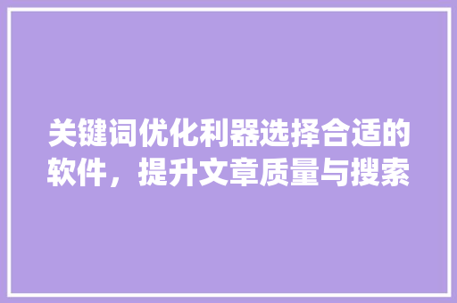 关键词优化利器选择合适的软件，提升文章质量与搜索引擎排名_关键词优化要用什么软件