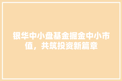 银华中小盘基金掘金中小市值，共筑投资新篇章