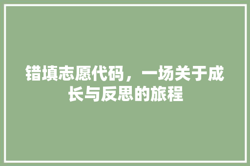 错填志愿代码，一场关于成长与反思的旅程