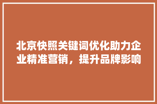 北京快照关键词优化助力企业精准营销，提升品牌影响力_北京快照关键词优化效果