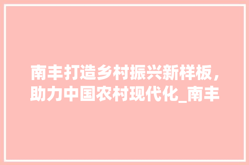 南丰打造乡村振兴新样板，助力中国农村现代化_南丰关键词优化排名