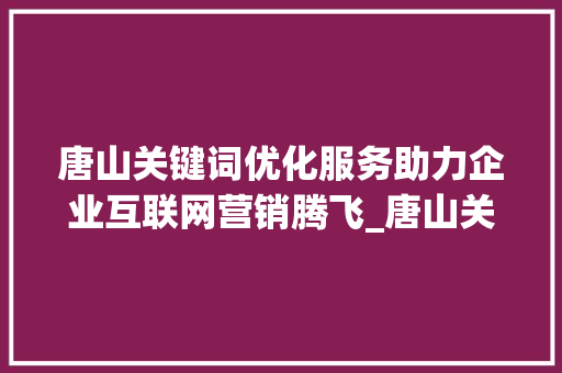 唐山关键词优化服务助力企业互联网营销腾飞_唐山关键词优化服务