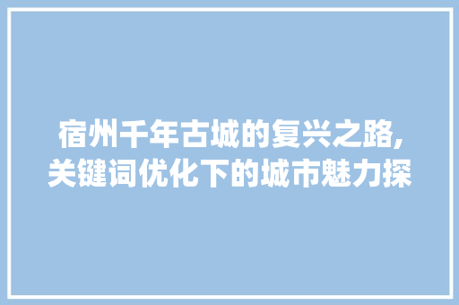 宿州千年古城的复兴之路,关键词优化下的城市魅力探索_宿州关键词优化靠谱