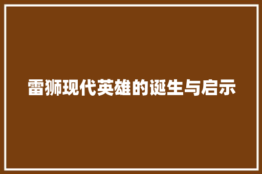 雷狮现代英雄的诞生与启示