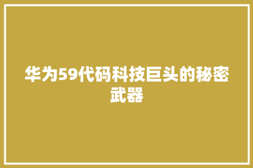 华为59代码科技巨头的秘密武器