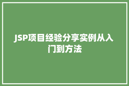 JSP项目经验分享实例从入门到方法