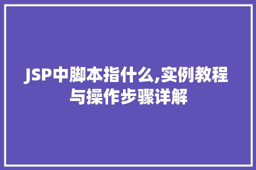 JSP中脚本指什么,实例教程与操作步骤详解