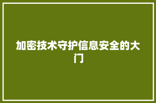 加密技术守护信息安全的大门  第1张
