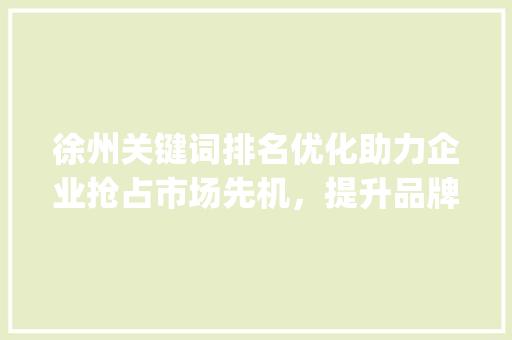 徐州关键词排名优化助力企业抢占市场先机，提升品牌影响力_徐州关键词排名优化好处