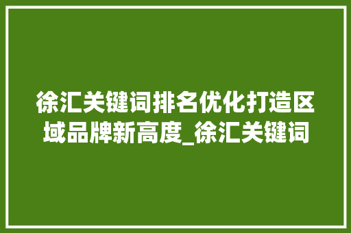 徐汇关键词排名优化打造区域品牌新高度_徐汇关键词排名优化方式