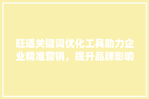 旺道关键词优化工具助力企业精准营销，提升品牌影响力_旺道关键词优化工具