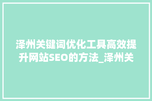 泽州关键词优化工具高效提升网站SEO的方法_泽州关键词优化工具在哪
