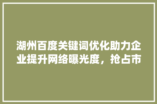 湖州百度关键词优化助力企业提升网络曝光度，抢占市场先机_湖州百度关键词优化