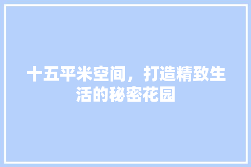十五平米空间，打造精致生活的秘密花园