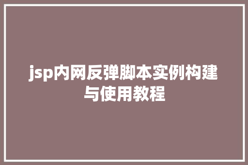 jsp内网反弹脚本实例构建与使用教程