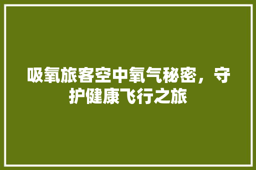 吸氧旅客空中氧气秘密，守护健康飞行之旅