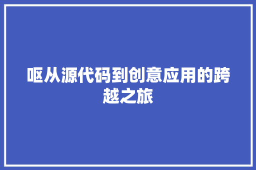 呕从源代码到创意应用的跨越之旅  第1张
