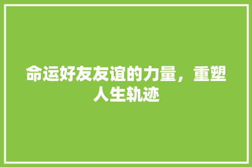 命运好友友谊的力量，重塑人生轨迹