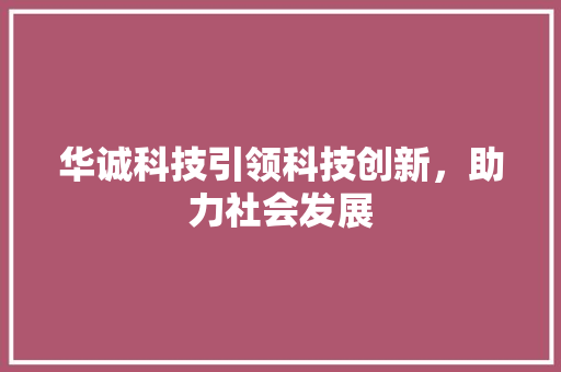 华诚科技引领科技创新，助力社会发展