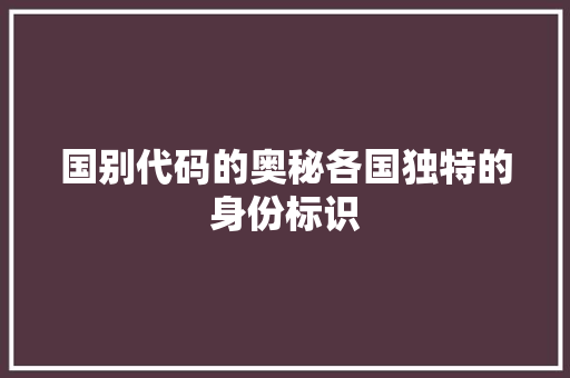 国别代码的奥秘各国独特的身份标识