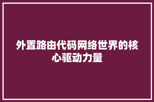 外置路由代码网络世界的核心驱动力量