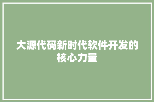 大源代码新时代软件开发的核心力量