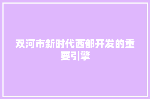 双河市新时代西部开发的重要引擎