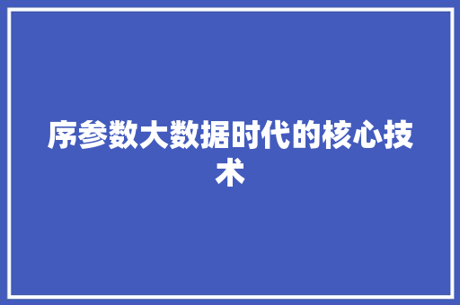 序参数大数据时代的核心技术
