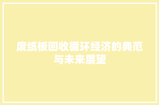 废纸板回收循环经济的典范与未来展望