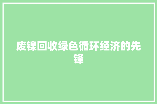 废镍回收绿色循环经济的先锋