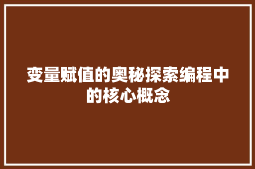 变量赋值的奥秘探索编程中的核心概念