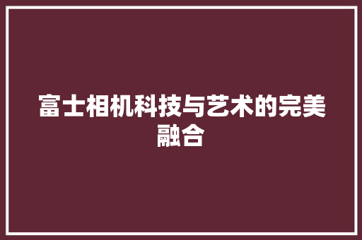富士相机科技与艺术的完美融合  第1张