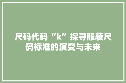 尺码代码“k”探寻服装尺码标准的演变与未来