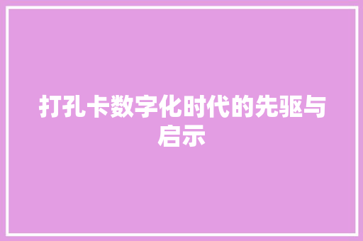 打孔卡数字化时代的先驱与启示