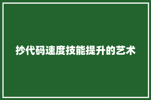抄代码速度技能提升的艺术