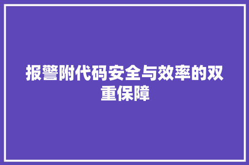 报警附代码安全与效率的双重保障