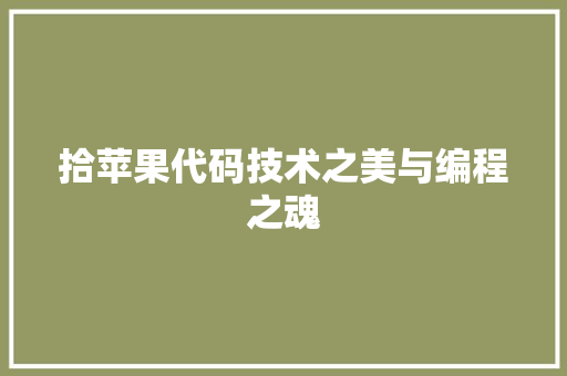 拾苹果代码技术之美与编程之魂
