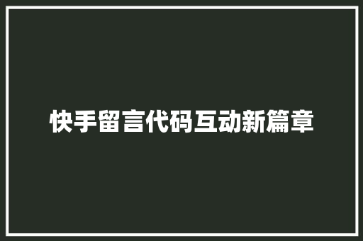 快手留言代码互动新篇章