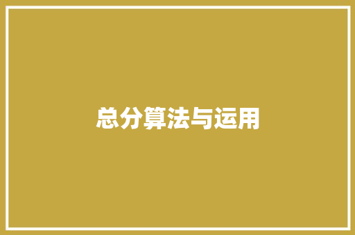 总分算法与运用