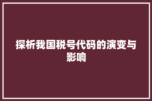 探析我国税号代码的演变与影响