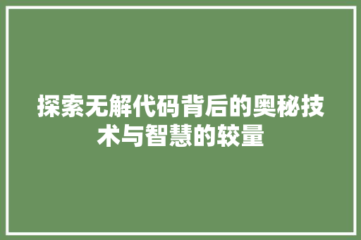 探索无解代码背后的奥秘技术与智慧的较量